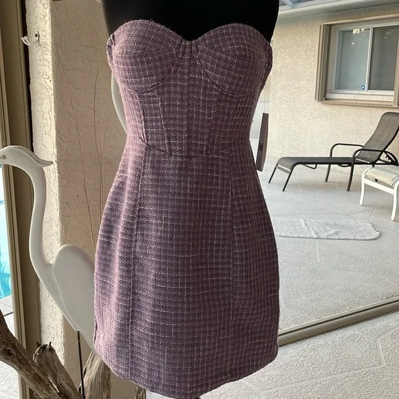 Aqua | Dresses | Aqua Tweed Strapless Corset Mini Dress | Poshmark